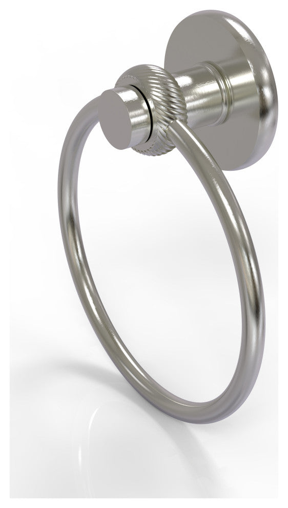 Mercury Towel Ring with Twist Accent, Satin Nickel