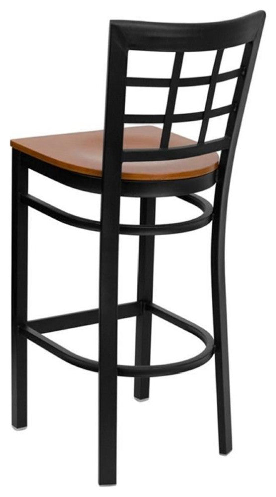 Flash Furniture Hercules 31" Black Back Metal Bar Stool in Cherry