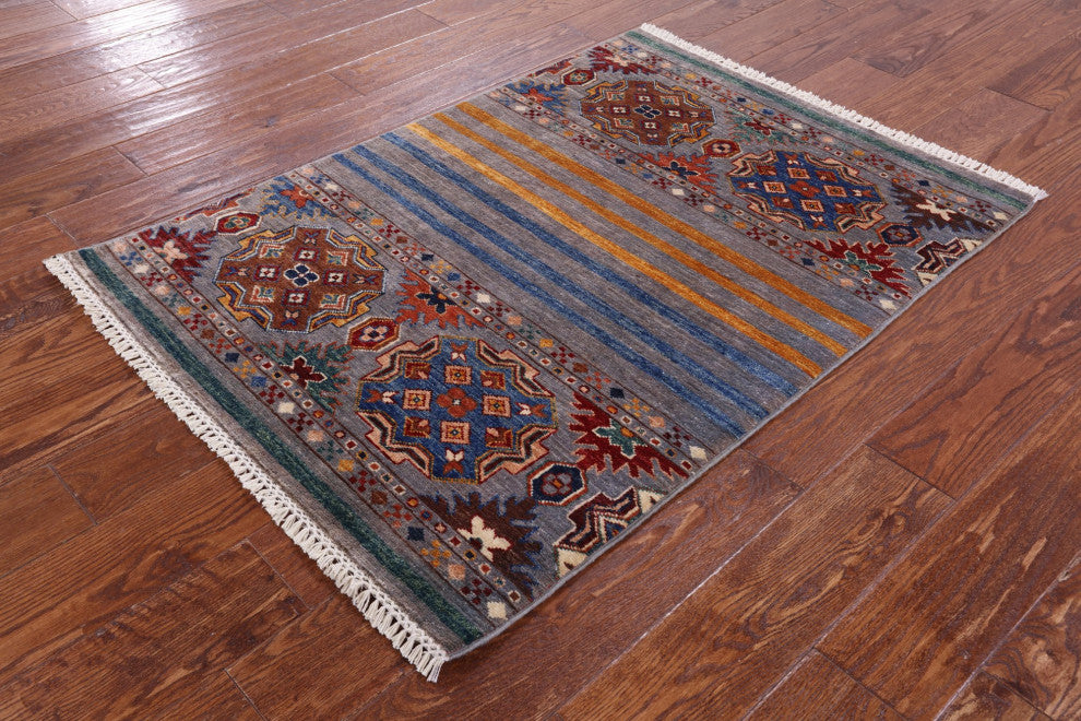 Super Kazak Khorjin Handmade Wool Rug 2' 11" X 4' 1" Q11250