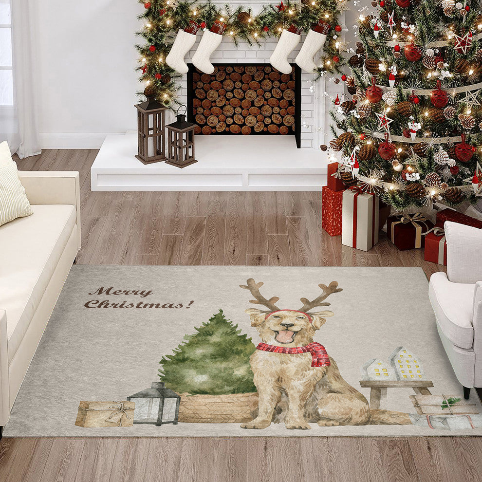Indoor/Outdoor Wonderland WN8 Beige Machine Washable 5' x 7'6" Rug
