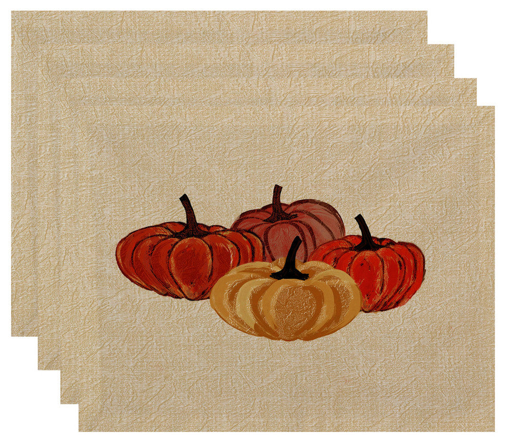 Paper Mache Pumpkins Geometric Print Placemat, Set of 4, Yellow