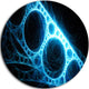 Blue Metal Construction In Black, Abstract Digital Round Wall Art, 36"