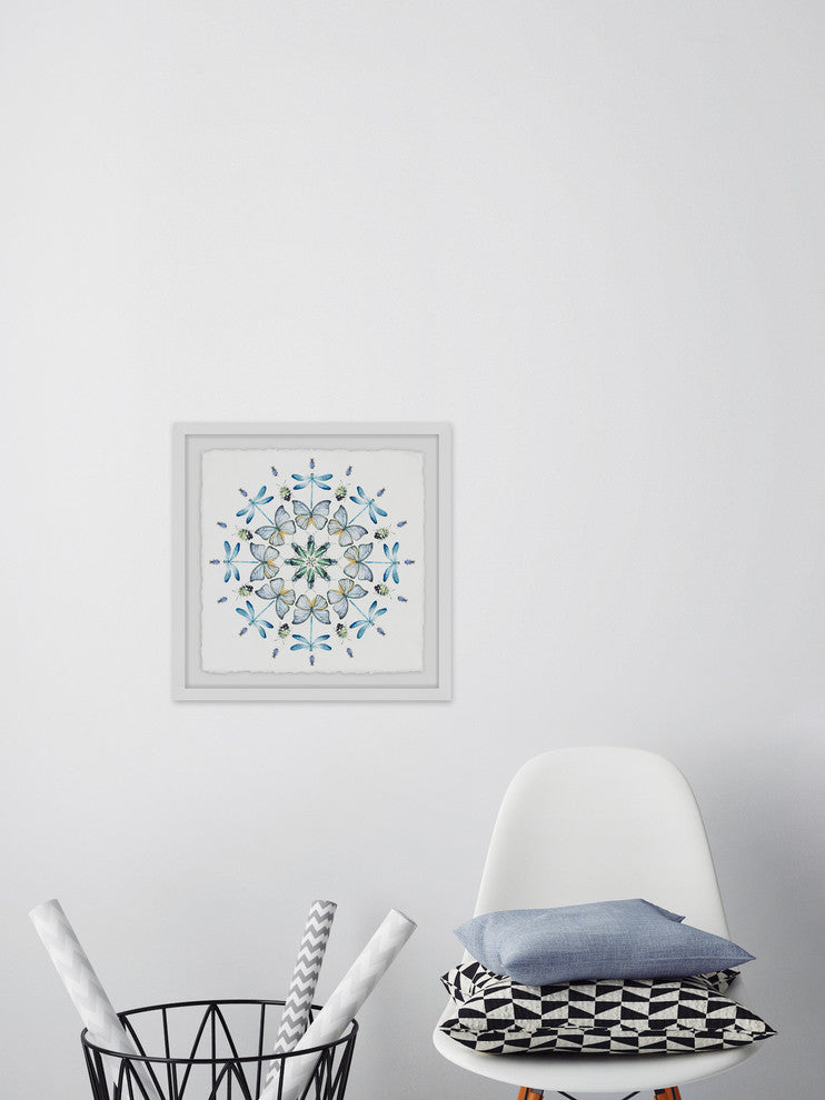 "Blue Bug Circles" Framed Painting Print, 12"x12"