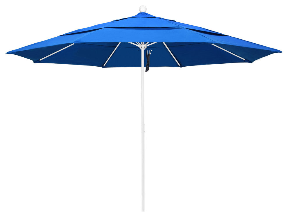 11' Fiberglass Umbrella With White Frame, Royal Blue, 11'