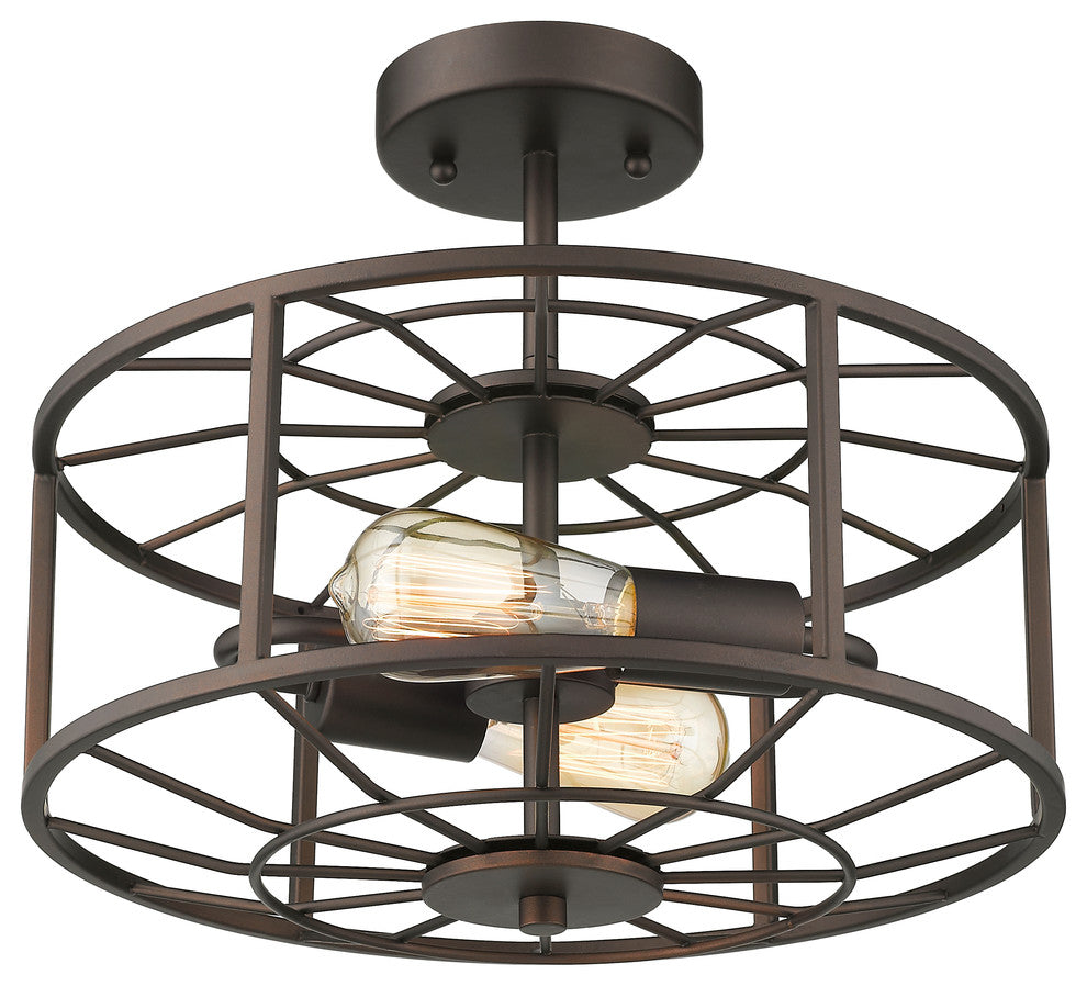 CHLOE Lighting IRONCLAD 2-Light Rubbed Bronze Ceiling Fixture 14"