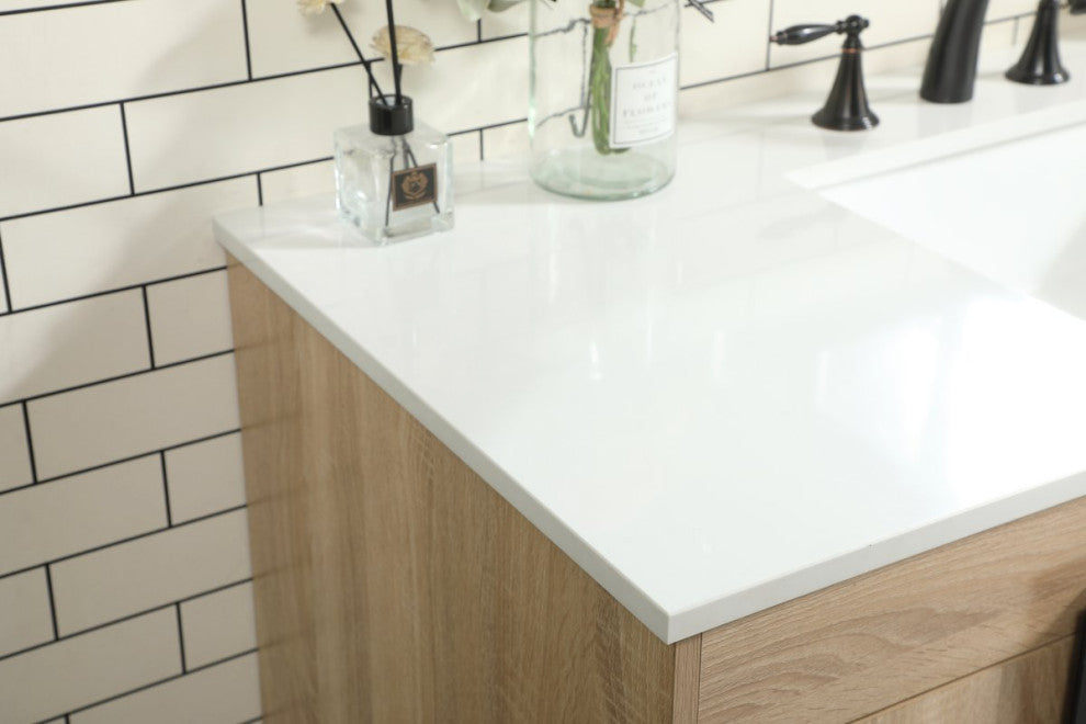 Home Living 22" Modern Mango Wood-Light Bathroom Vanity