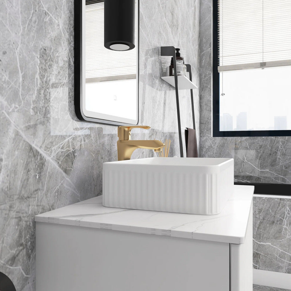 30 in. W Single Sink Freestanding Bath Vanity with Sintered Stone Top, White