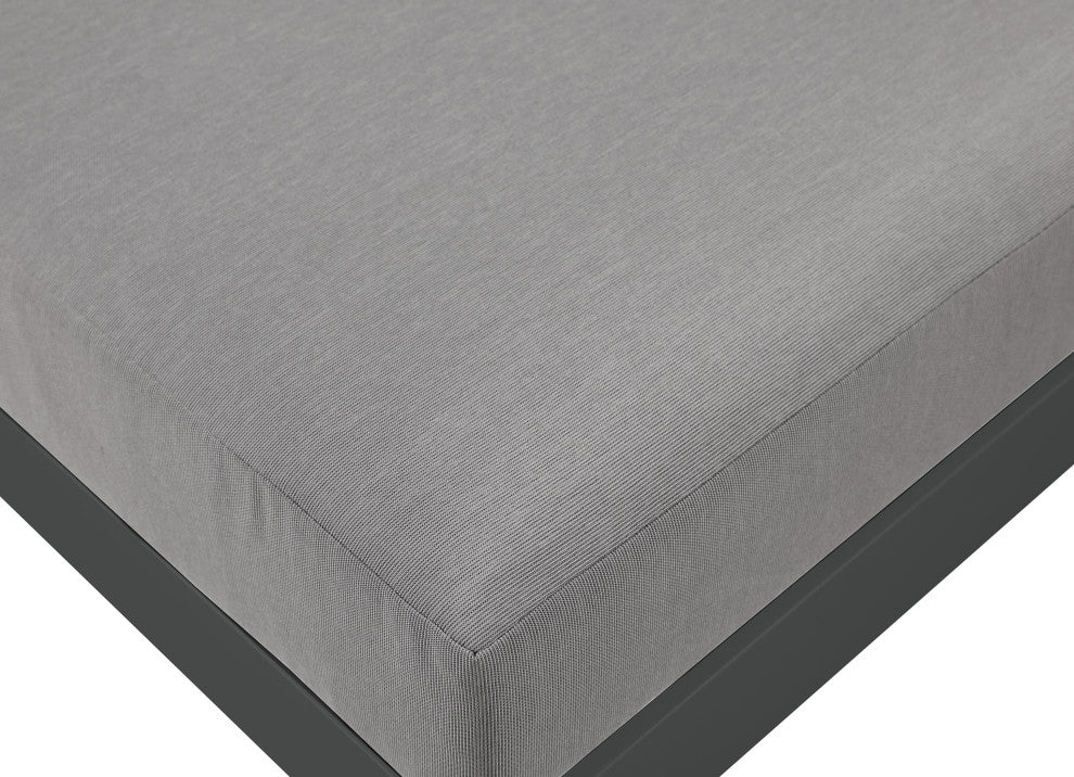 Nizuc Water Resistant Patio Modular Straight Sofa, Gray, 3-Piece: 1 Armless Chair, 2 Corner Chair, Dark Gray Aluminum Frame