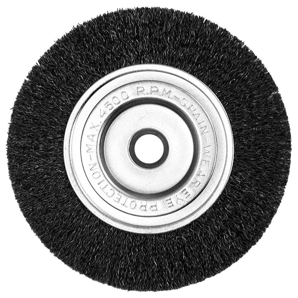 Wide Face Wire Wheel Bench Grinder, Crimped Coarse, 5"