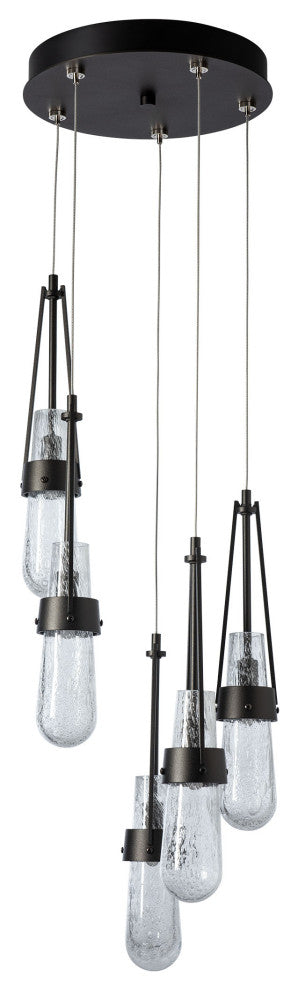 Link 5-Light Blown Glass Pendant - Oil Rubbed Bronze, Clear Bubble Glass