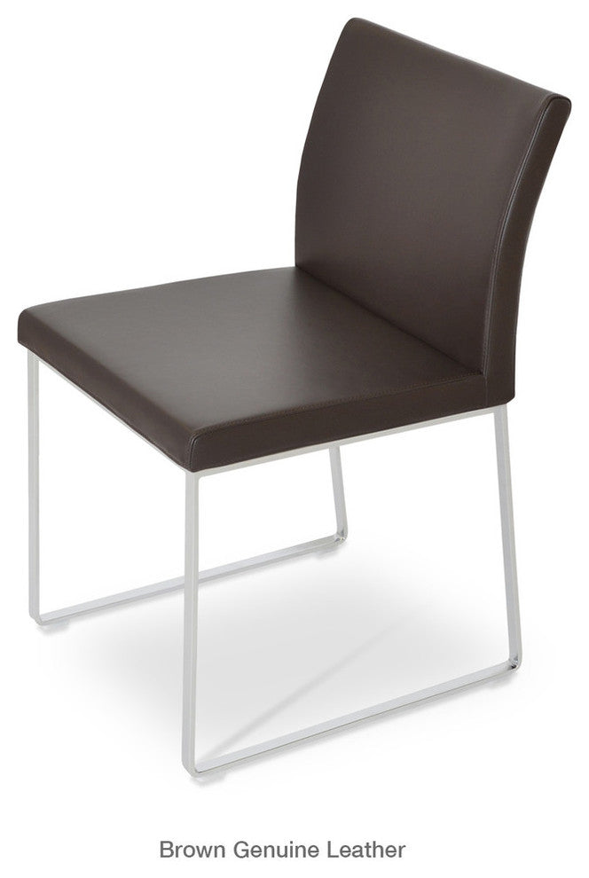 Aria Sled Dining Chair, Turquoise Camira Wool, Chrome