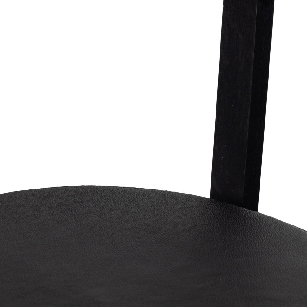 Tex Stool Black Rosa Morada, Black Leather, Bar
