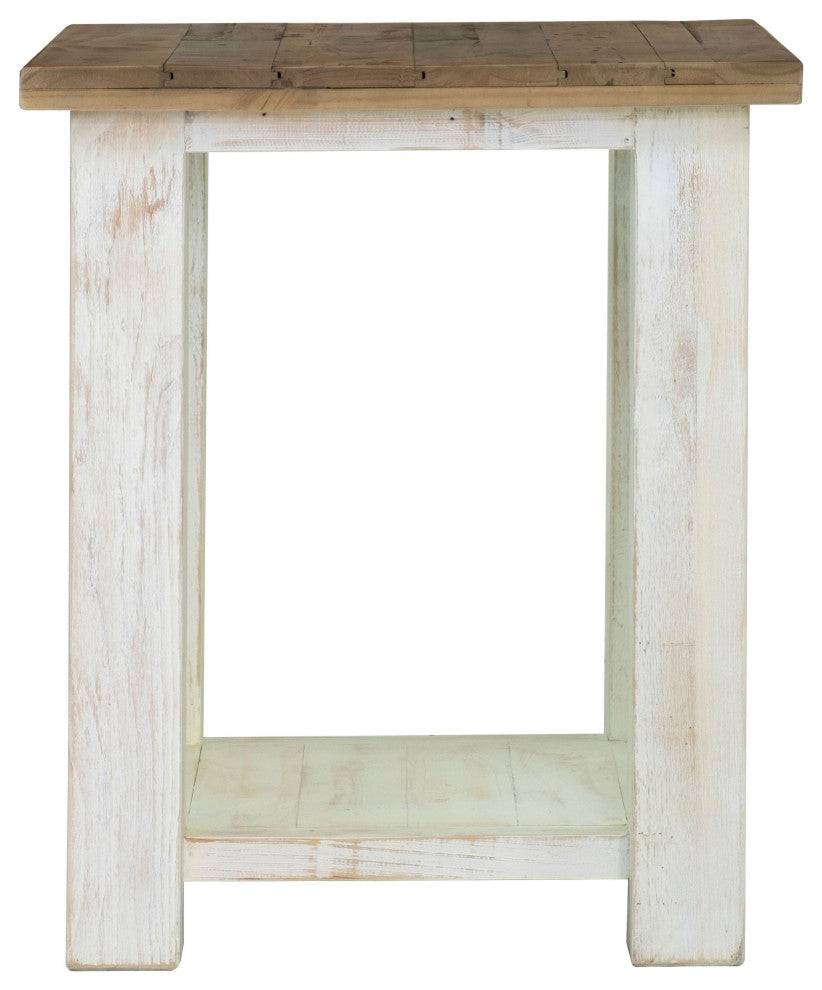 Provence Side Table, White/Brown