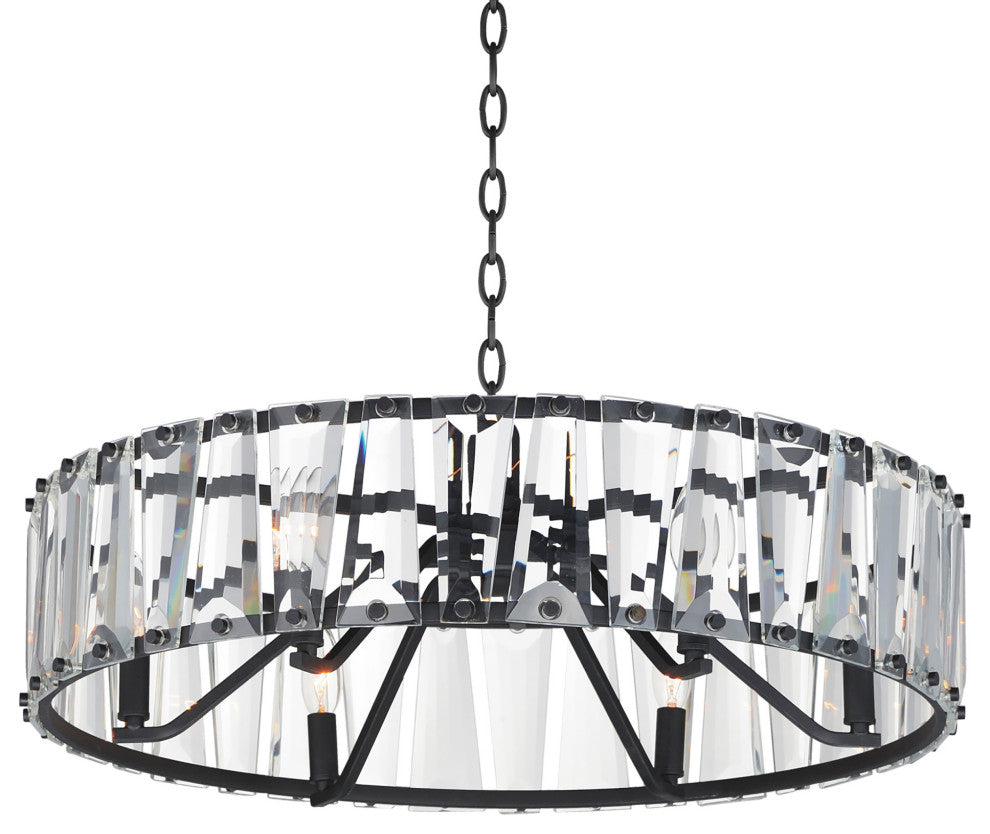 Maxim 21866 Odeon 6 Light 27"W Crystal Drum Chandelier - Black