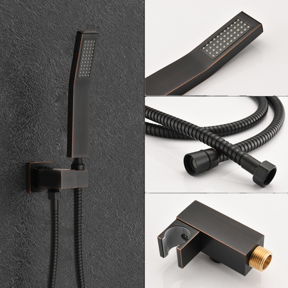 Ceiling Mounted Shower System Set With 10" Rain Shower Head, Oil-Rubbed Bronze
