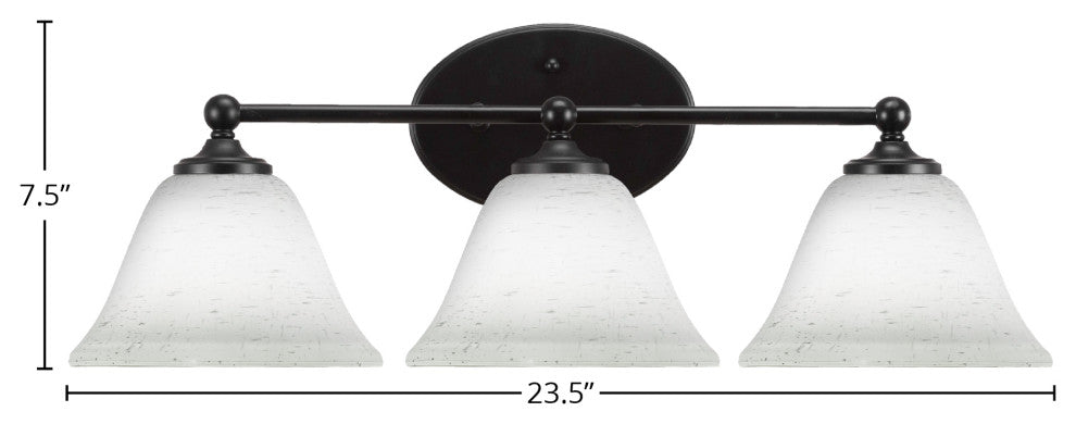 Capri 3-Light Bath Bar, Matte Black/White Muslin