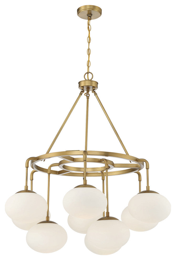 9-Light Chandelier, Natural Brass