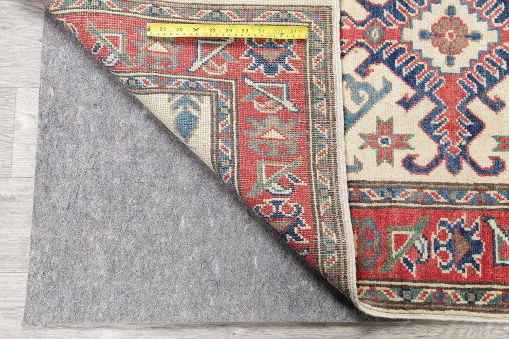 Hand Made Pakistani Oriental Runner Wool Traditional Kazak Rug, Beige, 8'5"X2'9"