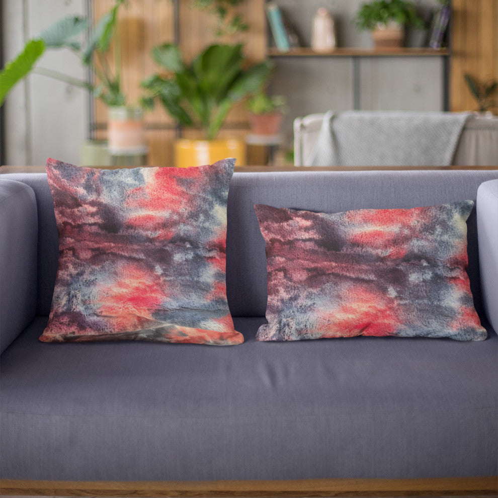 Plutus Blue Red White Fureal Faux Fur Throw Pillow, 20" x 20"