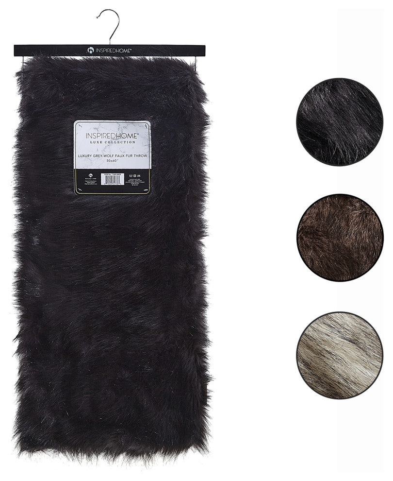 Inspired Home Marquise Throw Cozy, 50"x60", Gray Wolf
