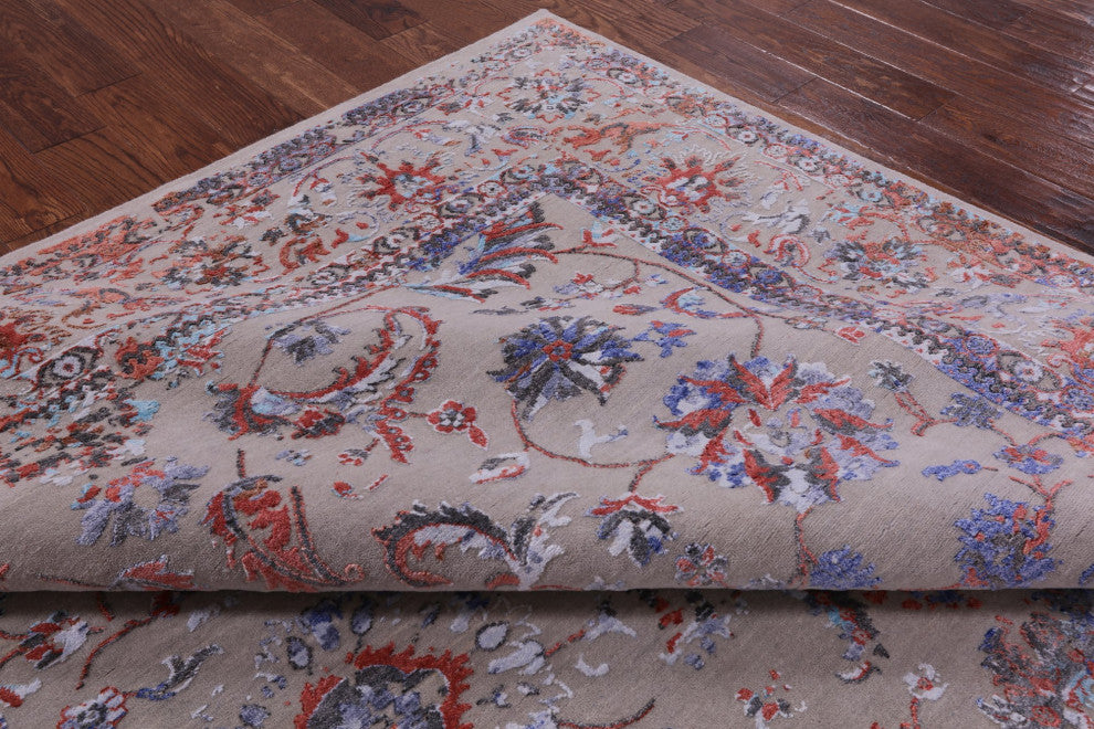 7' 10" X 10' 2" Wool and Silk Hand Knotted Persian Rug Q5879