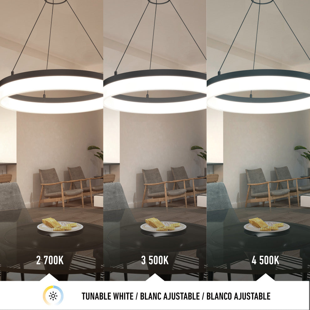 Artika Optical Ring LED Pendant Ceiling Light, Black - Multiple CCT
