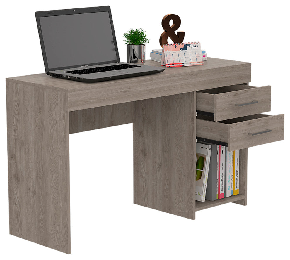 Maui 2 Drawers Computer Desk, Light Gray
