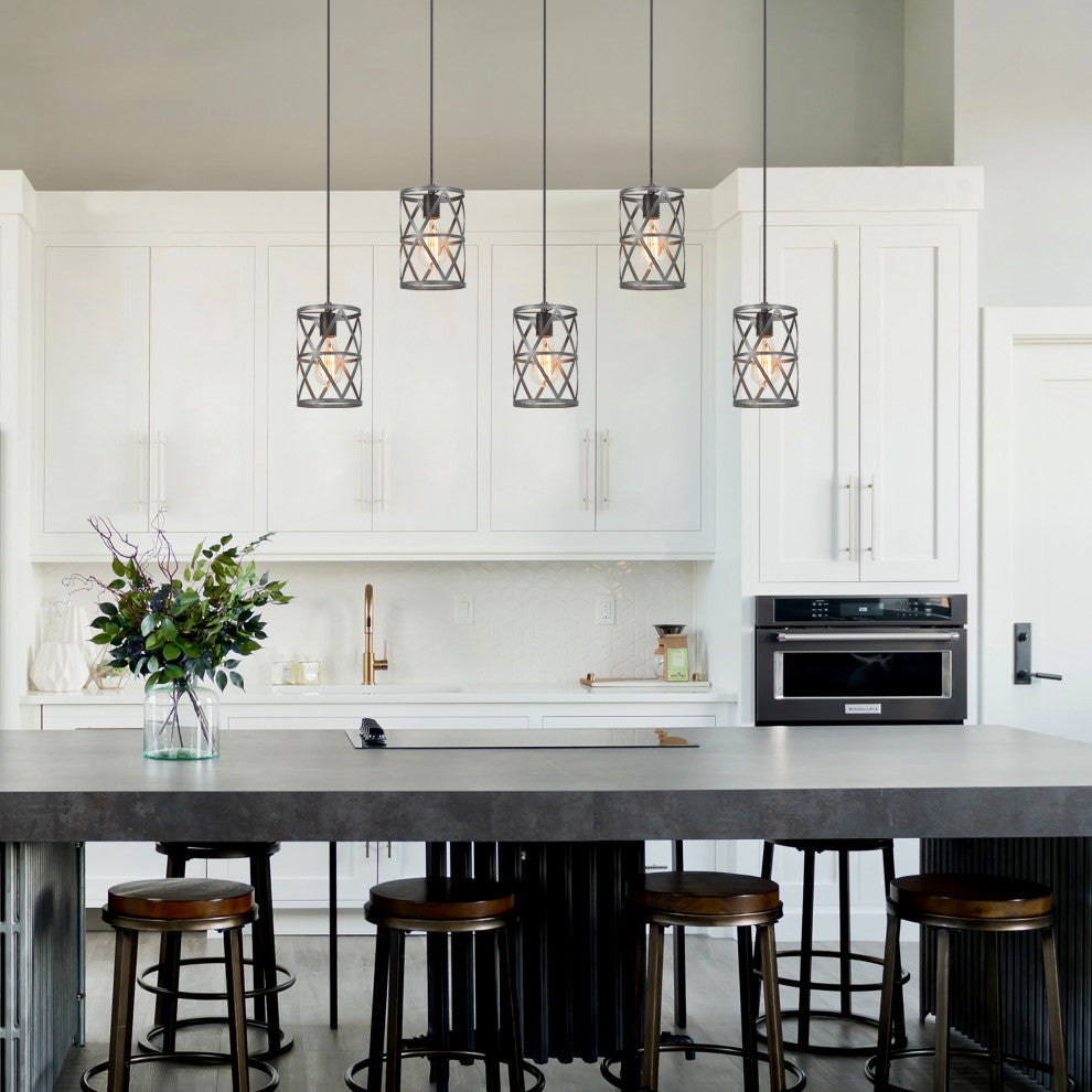 LALUZ 6-in Black Sweep Silver Industrial Mini Pendant Light