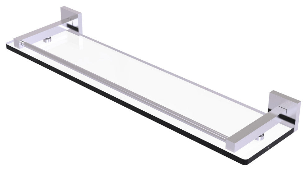 Montero 22" Glass Shelf with Gallery Rail, Satin Chrome