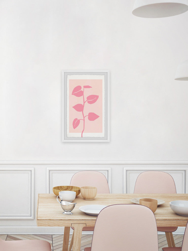 "Pink Houseplant" Framed Painting Print, 24x36