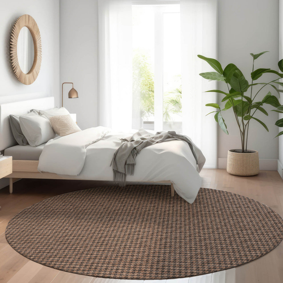 Indoor/Outdoor Hinton HN1 Chocolate Machine Washable 10' x 10' Rug