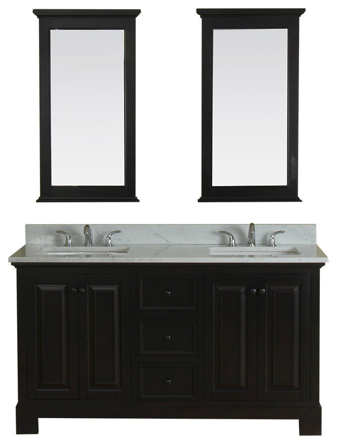 Richmond 60" Bathroom Vanity With Carrera Marble Top and Mirror