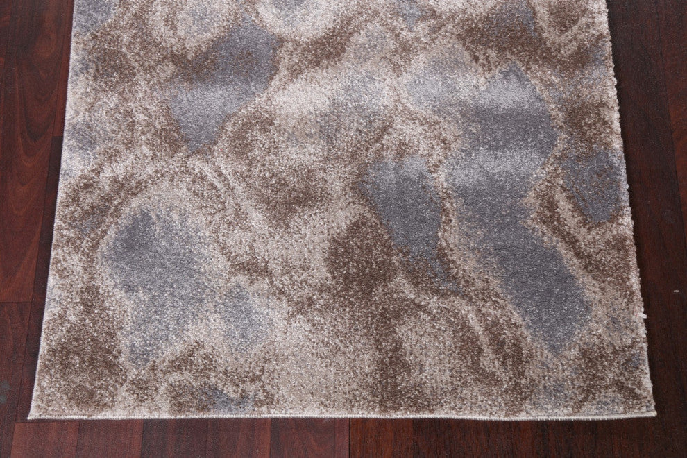 Turkish Abstract Brown Transitional Oriental Rug Contemporary Carpet 3x10