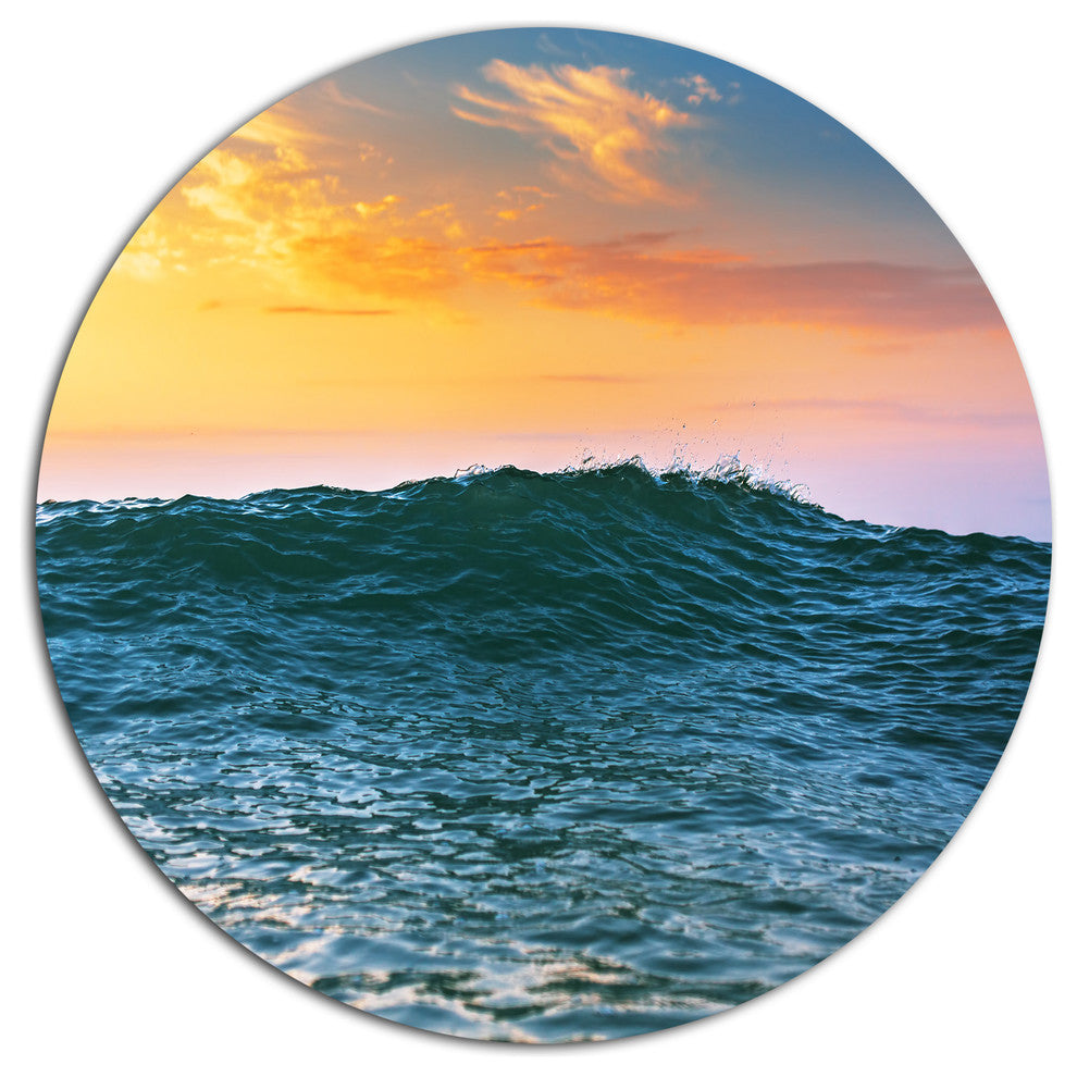 Sunrise Light Shine On Sea Water, Beach Disc Metal Wall Art, 11"