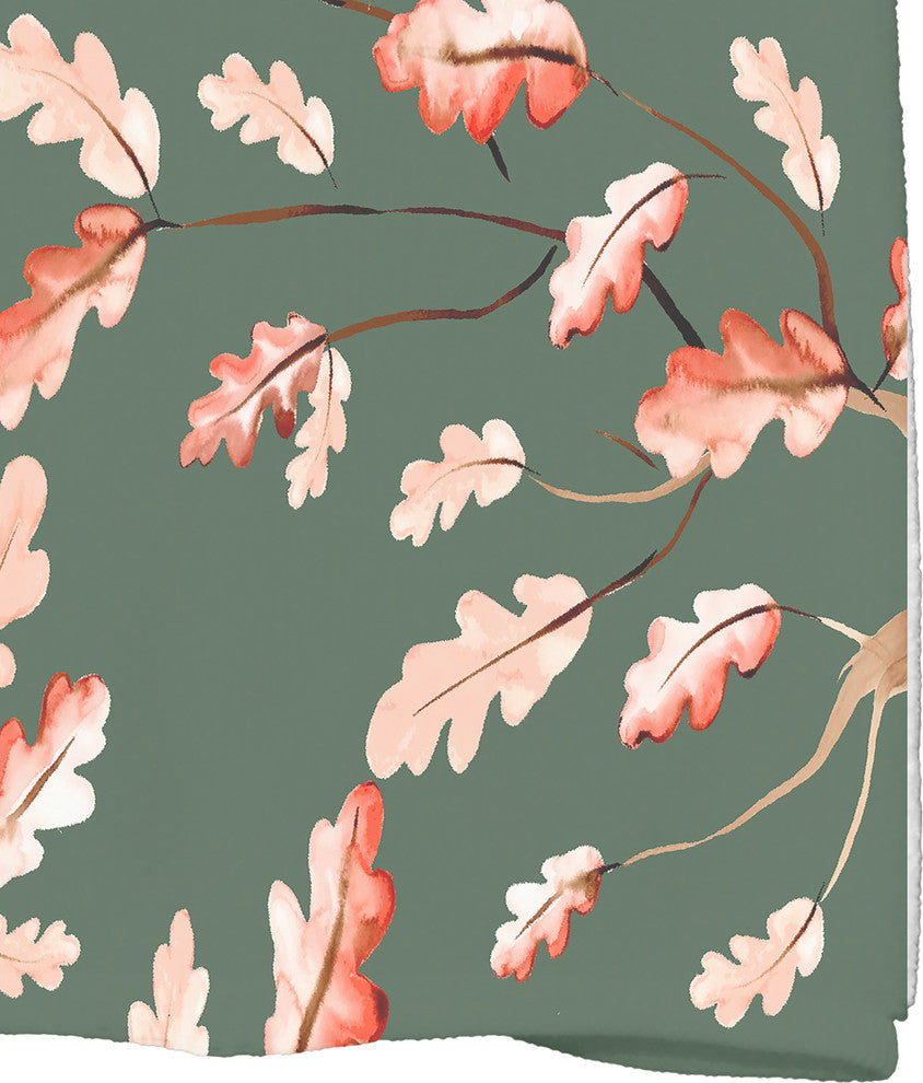 Wild Oak Leaves 18"x30" Dark Green Floral Print Hand Towel