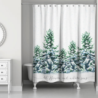 Snowy Winter Forest 71x74 Shower Curtain