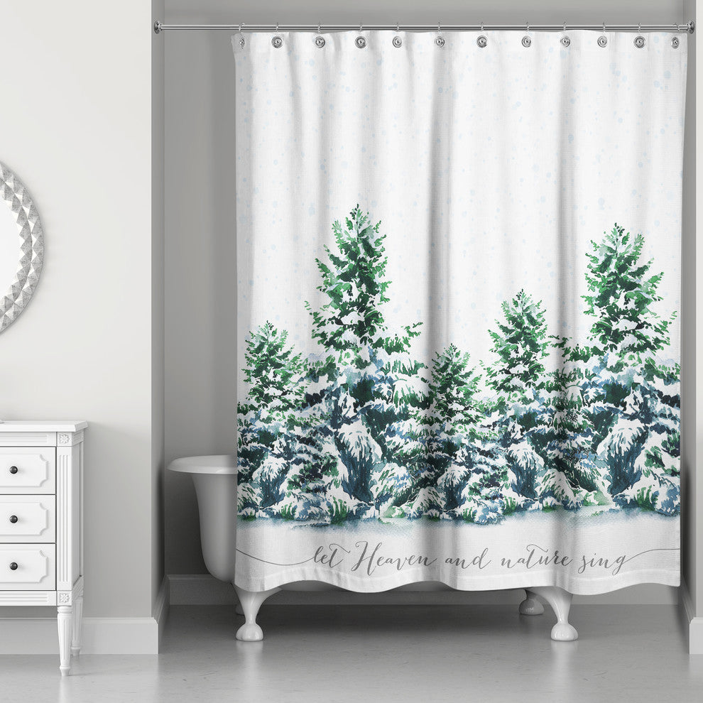 Snowy Winter Forest 71x74 Shower Curtain