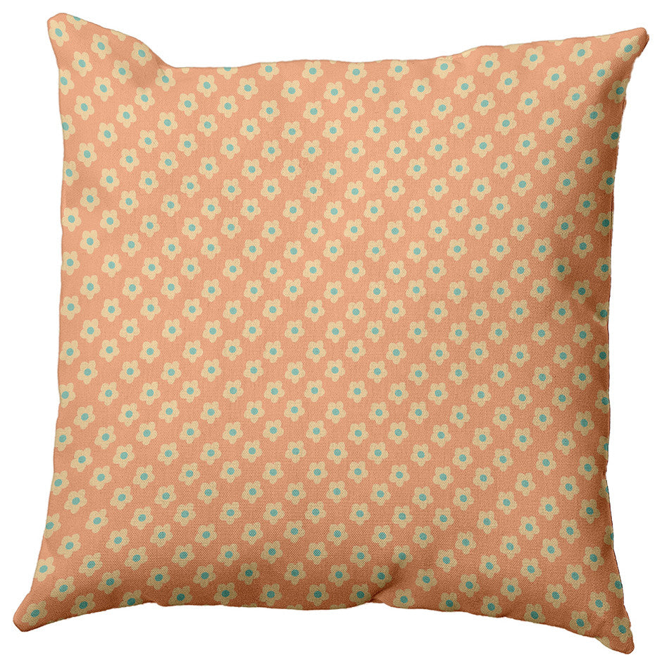 Flower Power Decorative Throw Pillow, Orange, 18"x18"