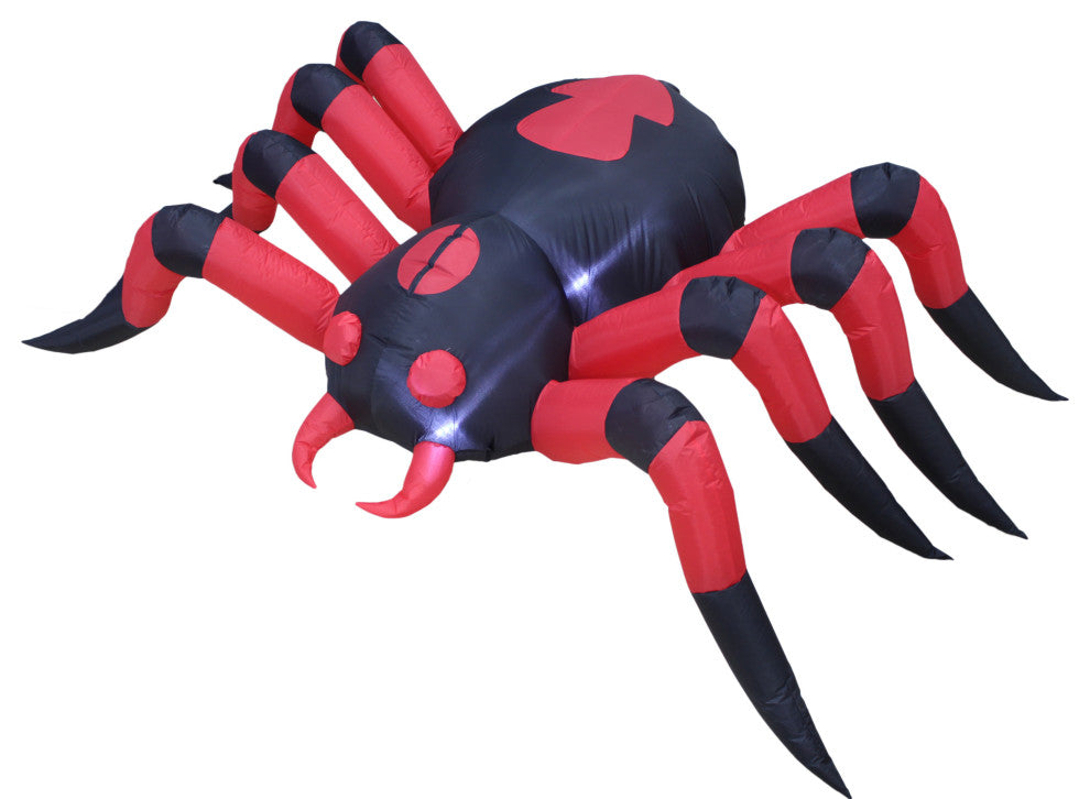 8' Long Inflatable Black Red Spider