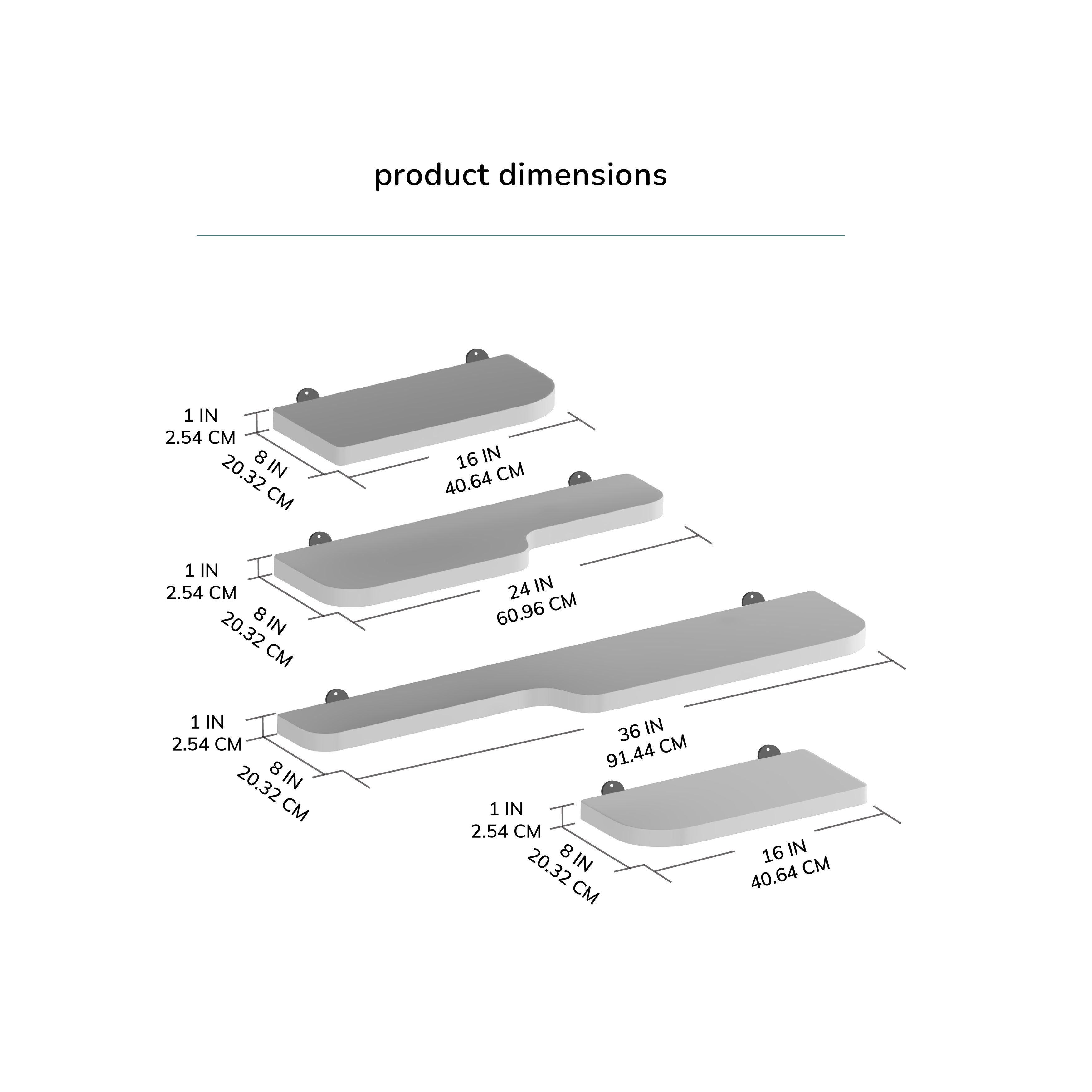 Dale Set of 4 Wall Mounted Shelves, Black