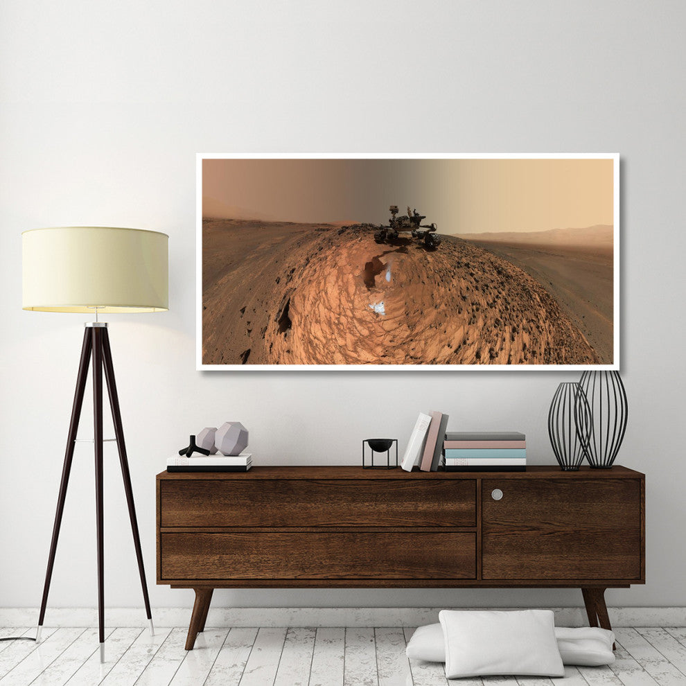 "Curiosity Self-Portrait, Buckskin Drilling Site, Mt Sharp" Paper Art, 74"x38"