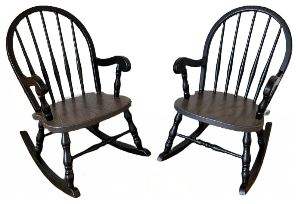 Bow Back Rocker Set of 2, Black and Antique Slate