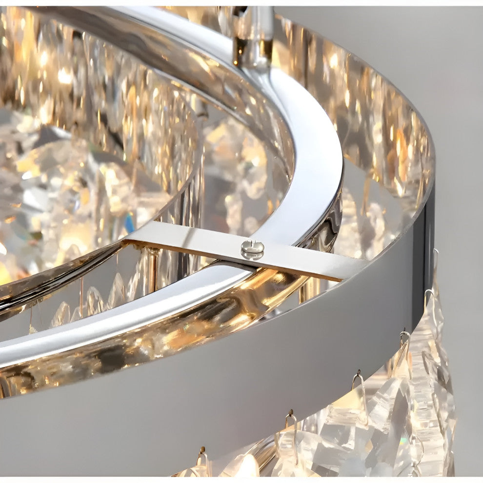 Incisa Scapaccino | Chrome Rectangular Crystal LED Chandelier, Warm Light