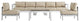 Modway Shore 6 Piece Outdoor Patio Aluminum Sectional Sofa Set, Silver Beige