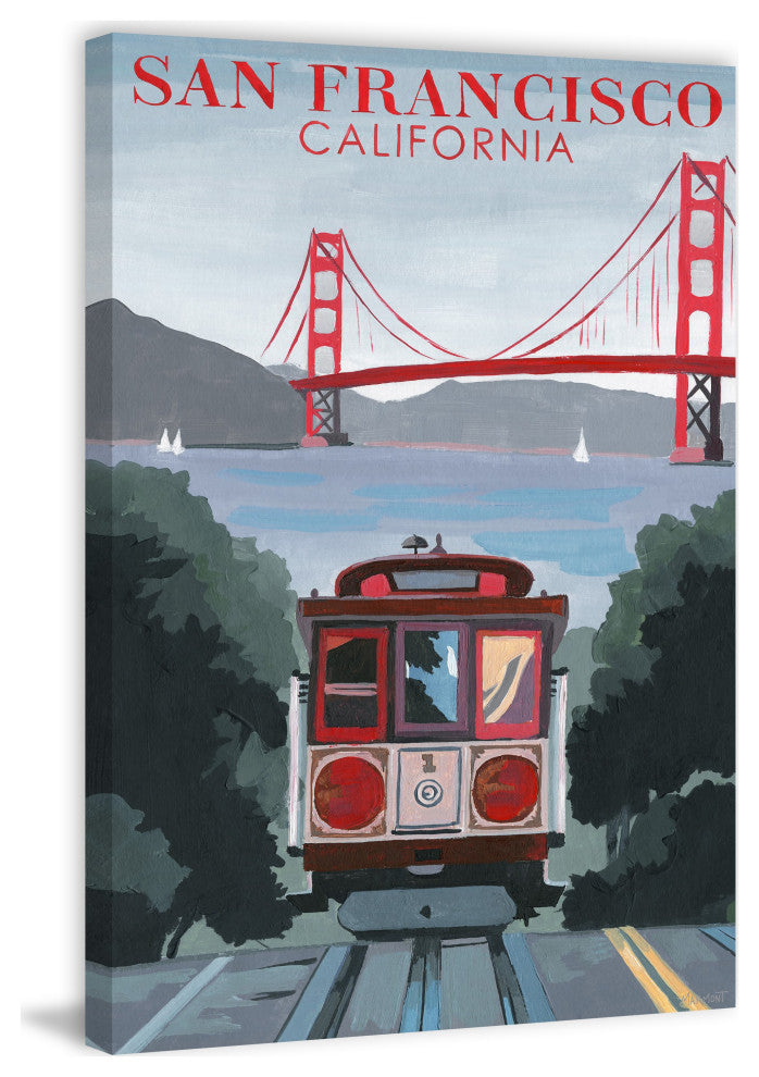 "Iconic San Francisco Cable Car" Painting Print on Wrapped Canvas, 20x30