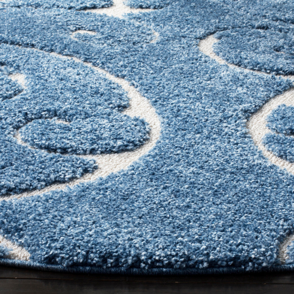 Safavieh Florida Shag Sg455-6011 Rug, Dark Blue/Cream, 2'3" X 6'6"