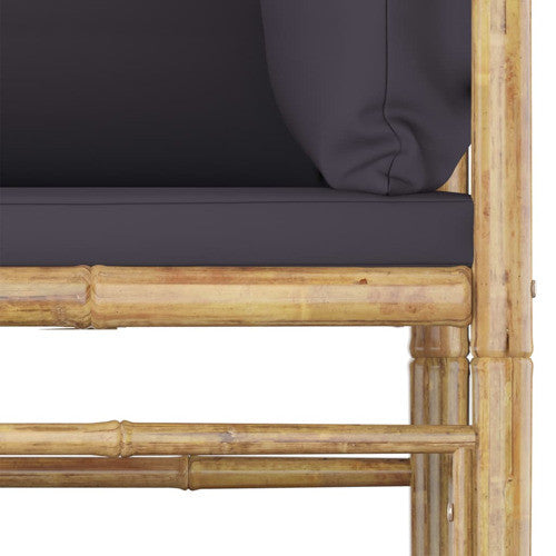 vidaXL Patio Corner Sofa Sectional Sofa with Cushions Modular Seat Bamboo