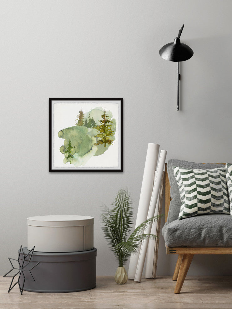 "Green Winter" Framed Painting Print, 24x24