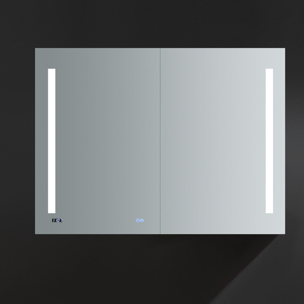 Tiempo Bathroom Medicine Cabinet With LED Lighting and Defogger, 48"x36"