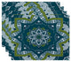 18"x14" Shawl, Geometric Print Placemat, Teal, Set of 4
